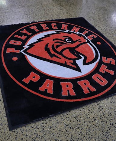Custom infusion print rugs for campus branding