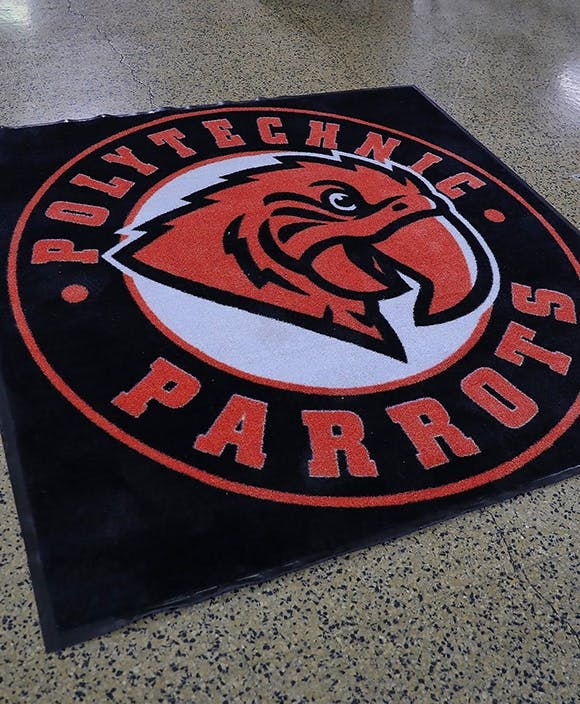 Custom infusion print rugs for campus branding
