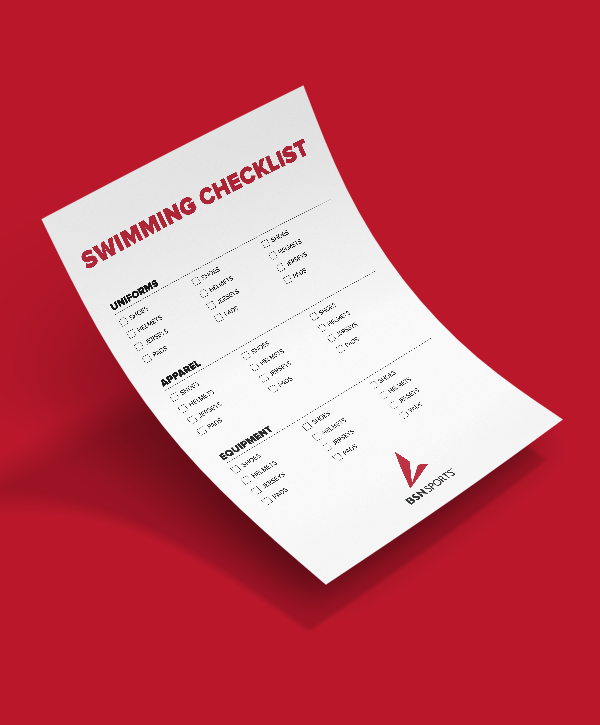 Swimming suits, apparel, and equipment checklist
